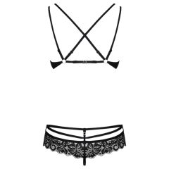 Obsessive 860 - Strappy Rose Lace Bra Set (Black)