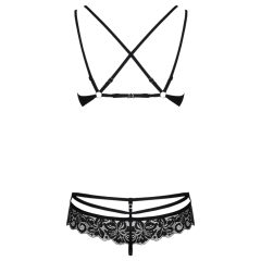 Obsessive 860-SET-1 - Strappy Rose Lace Bra Set (Black)