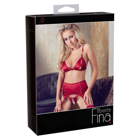 Abierta Fina - Shimmering Chain Lingerie Set (Red)