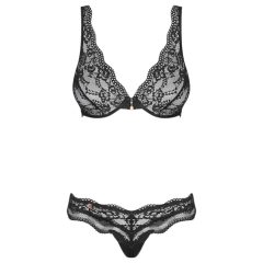 Luvae Floral Strappy Bra Set (Black)