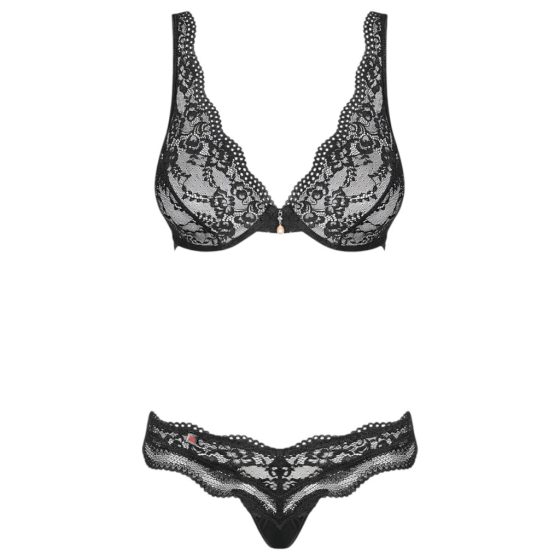 Luvae Floral Strappy Bra Set (Black)