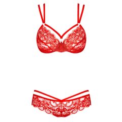 Obsessive 860-SET-3 - Strappy Rose Lace Bra Set (Red)