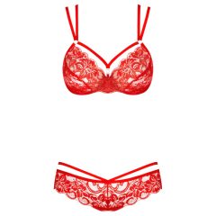 Obsessive 860-SET-3 - Strappy Rose Lace Bra Set (Red)