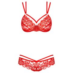 Obsessive 860-SET-3 - Strappy Rose Lace Bra Set (Red)