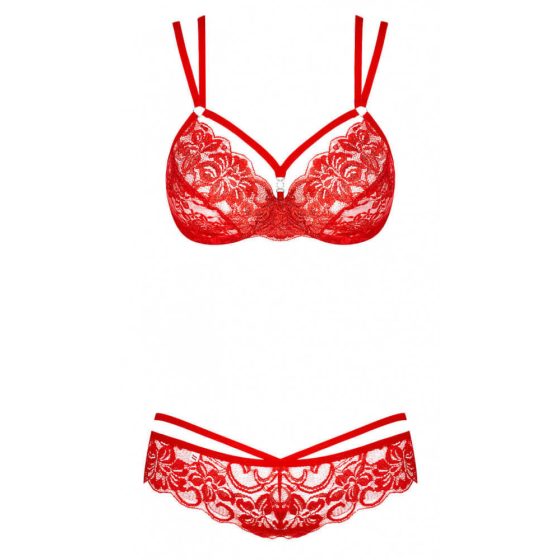 Obsessive 860-SET-3 - Strappy Rose Lace Bra Set (Red)