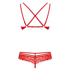 Obsessive 860-SET-3 - Strappy Rose Lace Bra Set (Red)