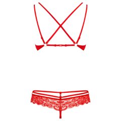 Obsessive 860-SET-3 - Strappy Rose Lace Bra Set (Red)