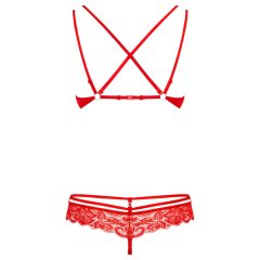 Obsessive 860-SET-3 - Strappy Rose Lace Bra Set (Red)