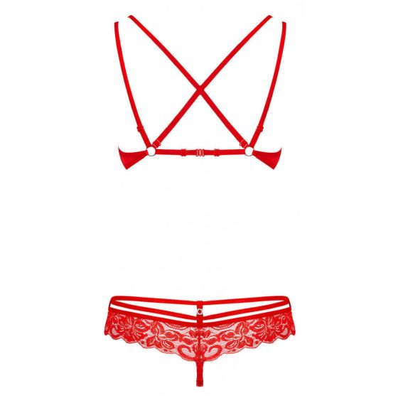 Obsessive 860-SET-3 - Strappy Rose Lace Bra Set (Red)