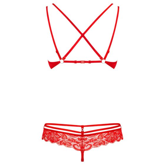 Obsessive 860-SET-3 - Strappy Rose Lace Bra Set (Red)