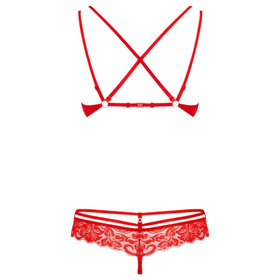 Obsessive 860-SET-3 - Strappy Rose Lace Bra Set (Red)