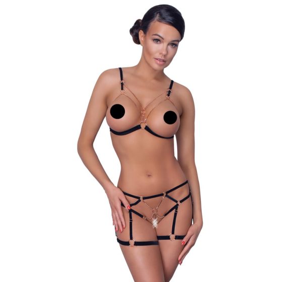 Cottelli - Chain Decorative Body Harness - 2 Piece (Black)