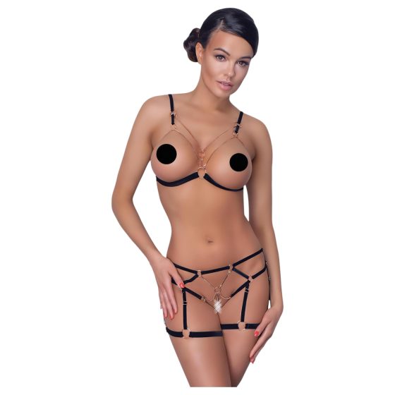 Cottelli - Chain Decorative Body Harness - 2 Piece (Black)