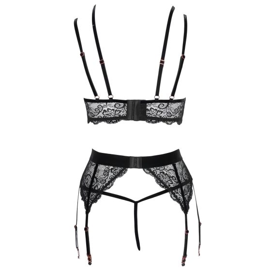 Abierta Fina Lace Lingerie Set (Black)