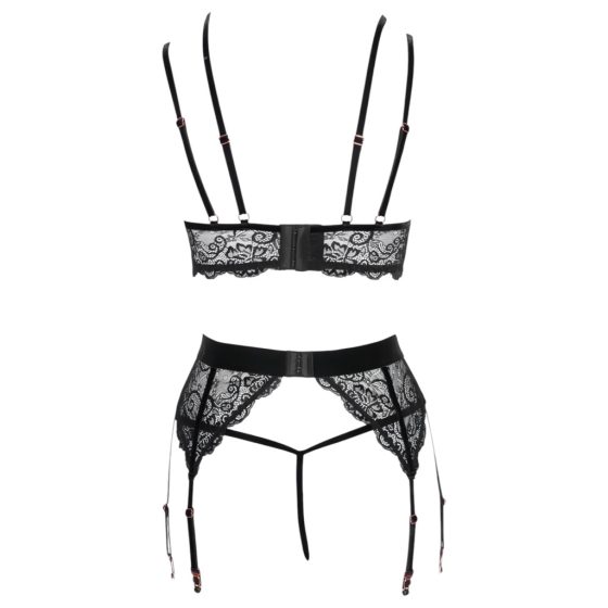 Abierta Fina - Lace Lingerie Trio (Black)