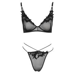 Cottelli - Transparent Lace Bra Set (Black)