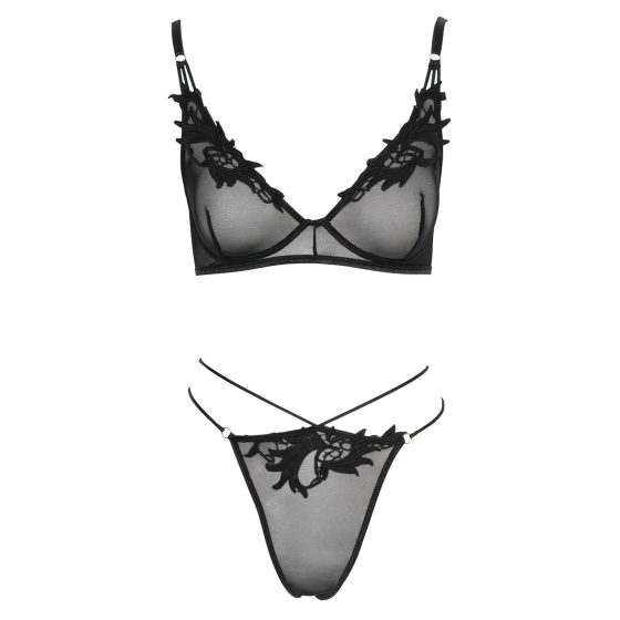 Cottelli - Transparent Lace Bra Set (Black)