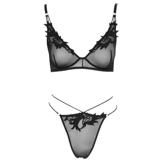 Cottelli - Transparent Lace Bra Set (Black)