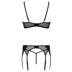 Passion Eco Leafa - leaf pattern bra set (black)