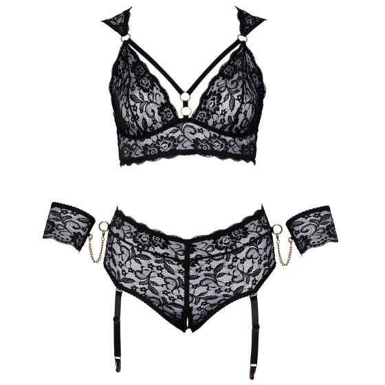 Cottelli Plus Size Lace Bra Set (Black)