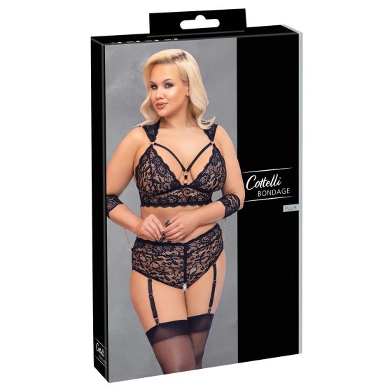 Cottelli Plus Size Lace Bra Set (Black)