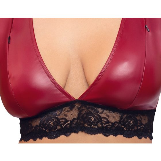 Cottelli Bondage Plus Size - Lace Bra Set (Red-Black)