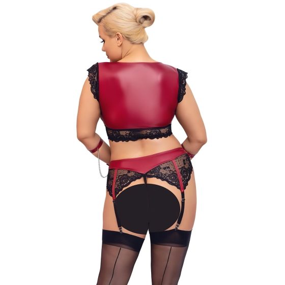 Cottelli Bondage Plus Size - Lace Bra Set (Red-Black)