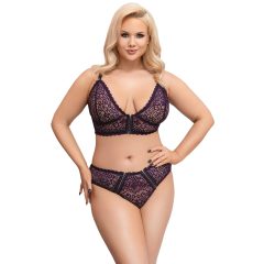   Cottelli Curves Plus Size - Transparent Patterned Bra Set (Purple)