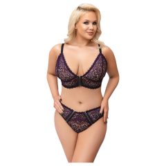   Cottelli Curves Plus Size - Transparent Patterned Bra Set (Purple)