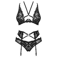 Obsessive Alessya - lace lingerie set (black)