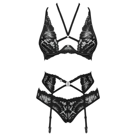 Obsessive Alessya - lace lingerie set (black)