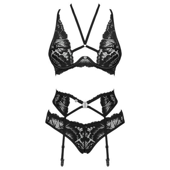 Obsessive Alessya - lace lingerie set (black)