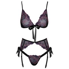 Kissable - Pink and Purple Embroidered Bra Set (Black)