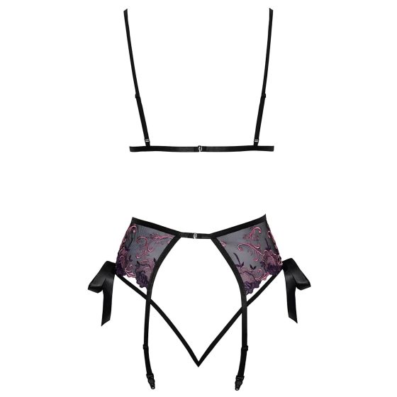 Kissable - Pink and Purple Embroidered Bra Set (Black)