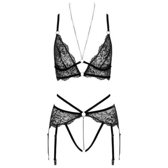 Abierta Fina - Open Lace Bra Set (Black)