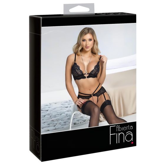 Abierta Fina - Open Lace Bra Set (Black)