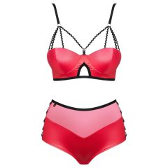 Obsessive Leatheria - Leather Look Bra Set (Red) - S/M