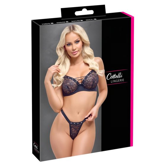 Cottelli Party - Lace-Up Bra Set (Black)