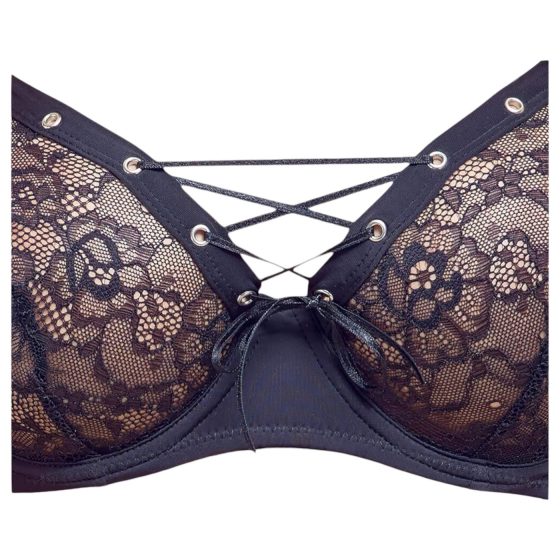 Cottelli Party - Lace-Up Bra Set (Black)