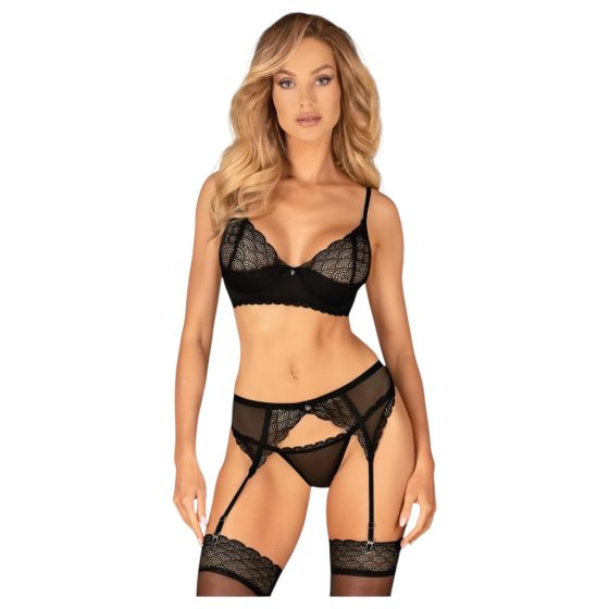 Obsessive Chemeris - Bra Set with Garter Belt (Black)