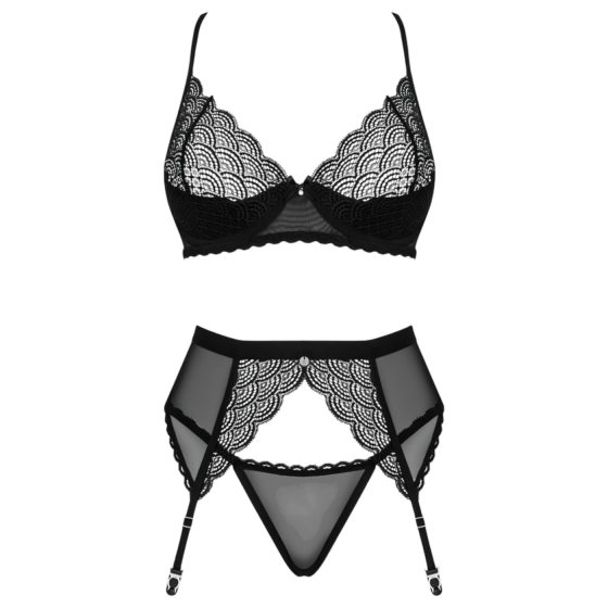 Obsessive Chemeris - Bra Set with Garter Belt (Black)