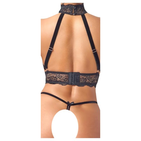 Abierta Fina - Open Lingerie Set with Chains (Black)