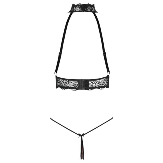 Abierta Fina - Open Lingerie Set with Chains (Black)