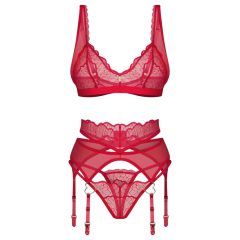 Obsessive Cupid Desir - Lace Lingerie Set (Red)