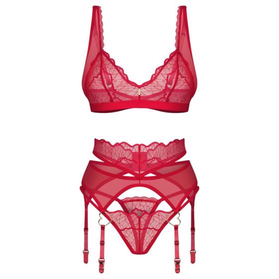 Obsessive Cupid Desir - Lace Lingerie Set (Red)