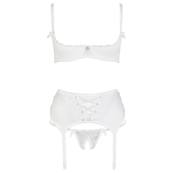 Cottelli - Lace-Up Lifting Bra Set (White)