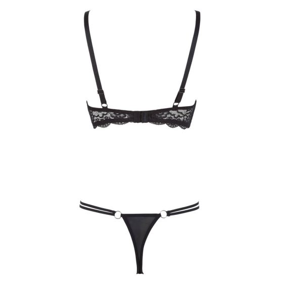 Cottelli - Strappy Ring Push-up Bra and Thong (Black)