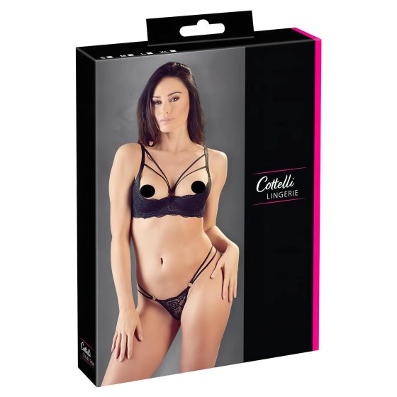 Cottelli - Strappy Ring Bra and Thong Set (Black)