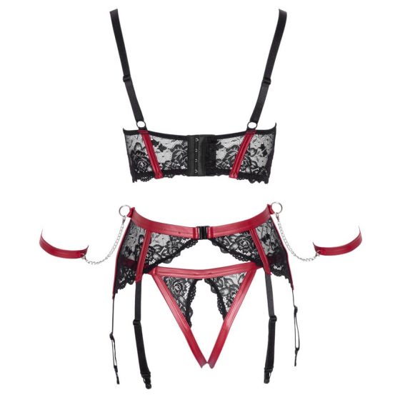 Cottelli Bondage - Matte, Lace Push-Up Set (Red)