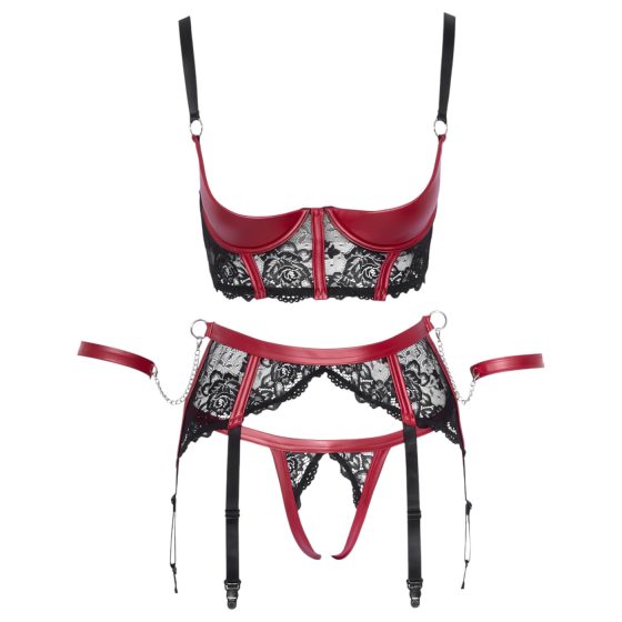 Cottelli Bondage - Red Lace Lift-Up Set